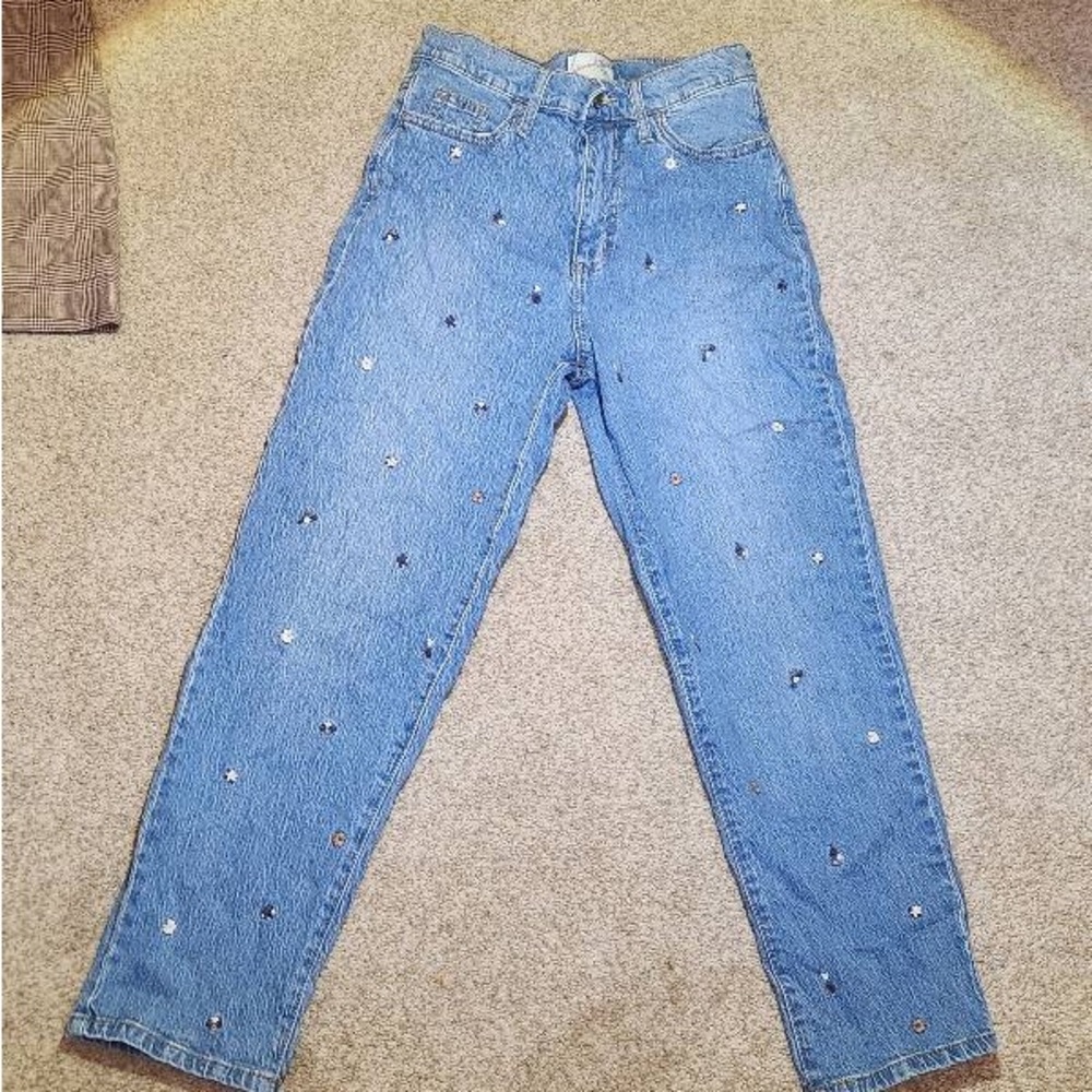 Blue Embroidered Women's Jeans